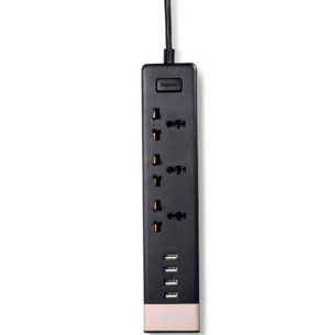 Electrical power strip 3 plugs, 4 USB Charging ports, 2.1A, Remax RU-S2 Business, Black White - 14409