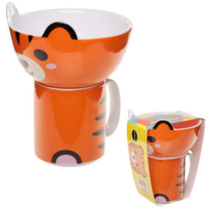 Children s New Bone China Mug and Bowl Set - Cute Tiger