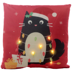 Decorative LED Cushion - Christmas Festive Feline Cat