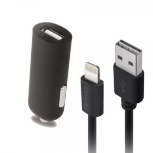 FOREVER CAR CHARGER 2A + LIGHTNING DATA CABLE black