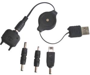 Retractable USB Charger for Mobile Phone Battery