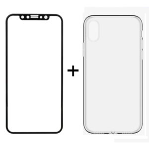 Glass protector + Case, Remax Crystal, for iPhone X, Black - 52323