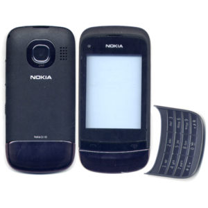 Προσοψη Για Nokia C2-02 Μαυρη OEM Full Με Πλαστικα Κουμπακια-Πληκτρολογιο-Χωρις Αρθρωση