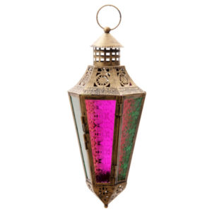 Bronze Effect Embossed Glass Moroccan Style Hanging Lantern