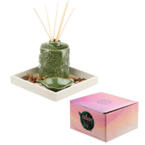 Eden Aroma Set - Ceramic Tropical Leaf Diffuser Set