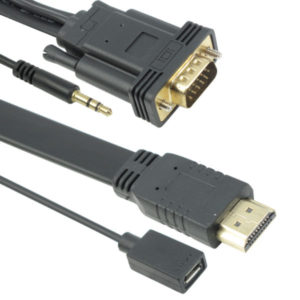 Cable DeTech HDMI - VGA, 1.8m, Flat, with audio -18229