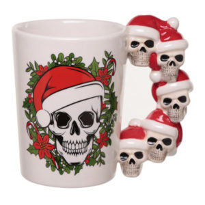 Jingle Bones Skull Handle Christmas Shaped Ceramic Mug