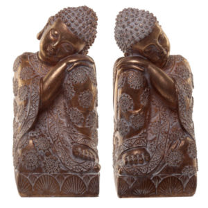 Thai Buddha Figurine - Gold and White Bookends