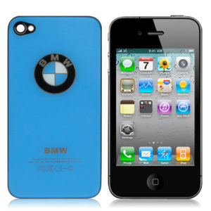 BMW Series Glass Replacement Back Cover for iPhone 4 (Blue)