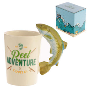 Collectable Leaping Fish Shaped Handle Ceramic Mug