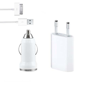 Set car charger and network charger No brand Travel 12/220v for Iphone 4/4S , with cable - 14265