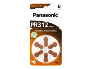 Hearing Aid Battery Panasonic Zinc-Air PR312 0% Mercury/Hg brown (6 pcs)