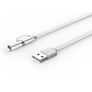 Kαλώδιο δεδομένων, LDNIO LC84, 2in1, Micro USB + Lightning (iPhone 5/6/7/SE), 1.0m, Λευκό - 14389