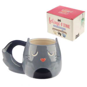 Cute Ceramic Grey Cat Mug