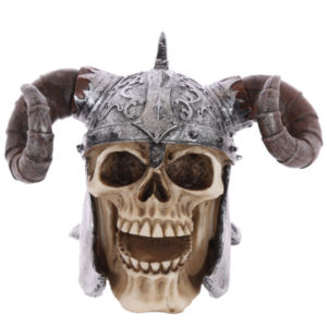 Gothic Skull Decoration wearing Twisted Horn Helmet