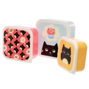 Cute Feline Fine Cat Set of 3 Plastic Lunch Boxes (M/L/XL)