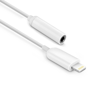 Adapter, DeTech, Lightning (iPhone 5/6/7) to 3.5mm Jack, 12cm, White - 14458