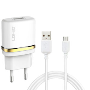 Network charger, LDNIO DL-AC50, 5V 1A, Universal , 1xUSB, With Micro USB cable, White - 14370