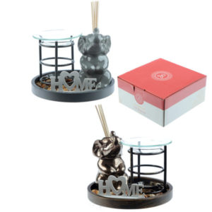 Eden Aroma Set - Metal Oil Burner and Ceramic Elephant Diffuser