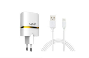 Network charger, LDNIO DL-AC52, 5V 2.4A, Universal , 2xUSB, With Micro USB cable, White - 14372