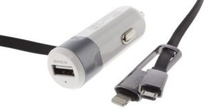 Car socket charger, Remax RCC102 5v 2.1A, Universal, 1xUSB, with cable Lightning+Micro - 14327