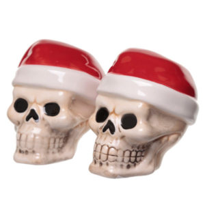 Jingle Bones Skull Ceramic Christmas Salt and Pepper Set
