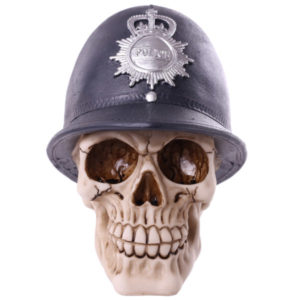 Funky Police Helmet Skull Ornament