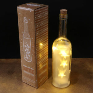 Decorative LED Light Bottle - White Stars