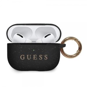GUESS SILICONE CASE FOR AIRPODS PRO WITH HOLDER black