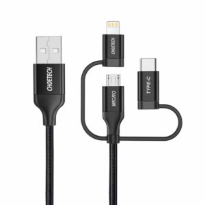 Choetech - 3-in-1 charging and data cable - USB-C, Micro-USB and Lightning connectors - 1.2M - Black