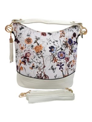 Γυναικεία τσάντα με floral σχέδιο ΑΣΠΡΟ