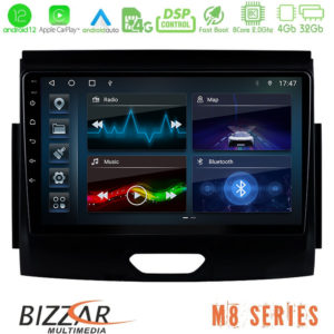 Bizzar m8 Series Ford Ranger 2017-2022 8core Android13 4+32gb Navigation Multimedia Tablet 9″ u-m8-Fd0496