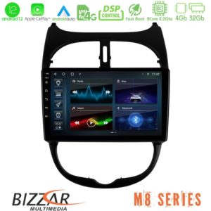 Bizzar m8 Series Peugeot 206 8core Android12 4+32gb Navigation Multimedia Tablet 9 u-m8-Pg0540