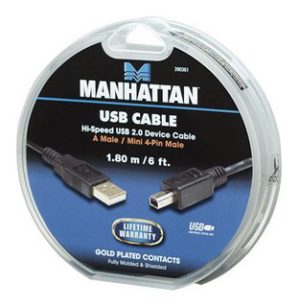 390361 . Manhattan καλώδιο USB A σε Mini-USB 4pin M/M 1.8m