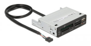 DELOCK USB 9-pin card reader 91708, CF/SD/XD/MS/Micro SD/USB, 3.5 bay