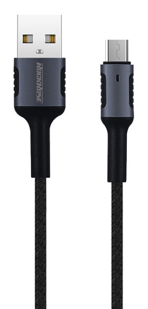 ROCKROSE καλώδιο USB σε Micro USB Armour AM, 2.4A 12W, 1m, μαύρο-μπλε