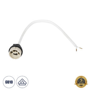 GloboStar® LAMPHOLDER 60499 Ντουί GU10 Πορσελάνης με 30cm VDE Καλώδιο & Anti-Fire Protection High Resistance Tube - ᐊVDEᐅ Certified - IP20 - Φ3.5 x Μ32cm - 5 Years Warranty