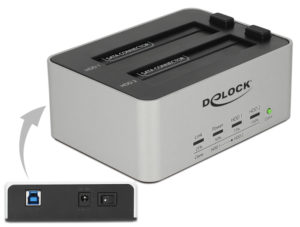 DELOCK docking station 63991, clone function, 2x 2.5/3.5 SSD/HDD, 5Gbps
