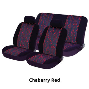 Autoline Καλύμματα ΣΕΤ Universal με Αποσπώμενο Κεφαλάρι (Βελούδο) JACQUARD 6 τμχ - Chaberry Red