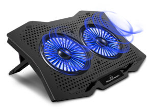 POWERTECH Βάση & ψύξη laptop PT-929, έως 18, 2x 110mm fan, LED, μαύρο