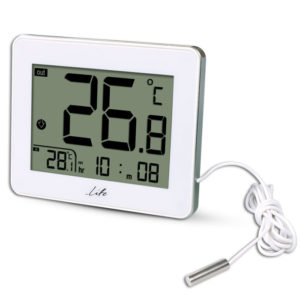 LIFE CORDY Ψηφιακό θερμόμετρο εσωτερικής και εξωτερικής θερμοκρασίας, με ενσύρματο εξωτερικό αισθητήρα και ρολόι
