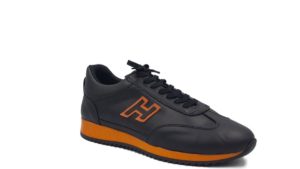 Ανδρικό Casual Leder Shoes- K14 - Μαύρο/Πορτοκαλί