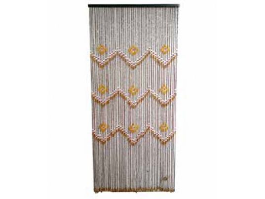 Κουρτίνα δίχρωμη με ξύλινες χάντρες για τροχόσπιτο ή πόρτα σπιτιού 220x90cm