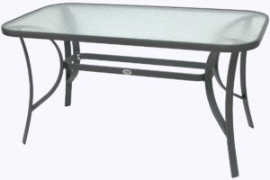 Τραπέζι αλουμινίου ανθρακί με γυαλί 120x75x71cm