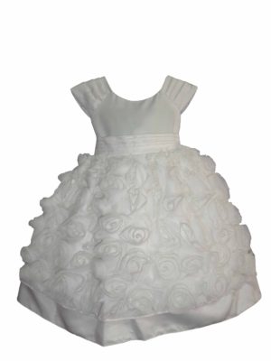 Λευκό φόρεμα με τριανταφυλλάκια από τούλι για 6 εως 12 μηνών