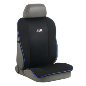 Πλατοκαθίσματα μαύρα-μπλε ρέλι για BMW M 2τμχ