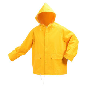 Αδιάβροχο κίτρινο μπουφάν με κουκούλα L
