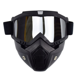 Μάσκα προστασίας μηχανής μαύρη με ασημί καθρέπτη προστατευτικό φακό