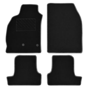 Πατάκια δαπέδου μοκέτας Clan μαύρα με γκρι ρέλι για Renault Megane (III) 4τμχ