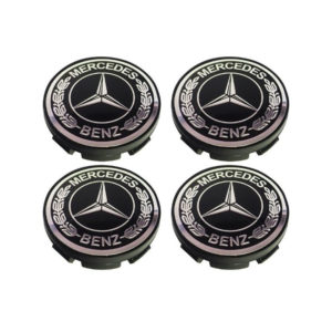 Καπάκια ζαντών διακοσμητικά Mercedes-Benz ασημί-μαύρα 56mm 4τμχ
